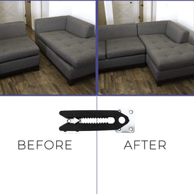 Couch Clamp adjustable screw-in clips enabling a customizable fit for different sectional layouts.