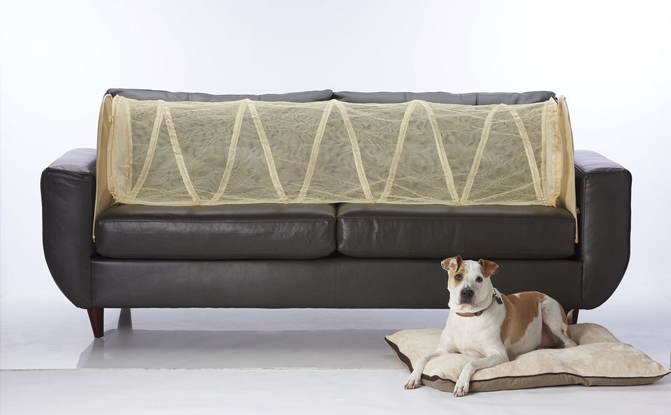 Couch Defender Beige setup view showing quick, humane pet barrier protecting your sofa.
