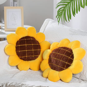 Coume sunflower floor pillow pair enhances living room seating with cozy decor.