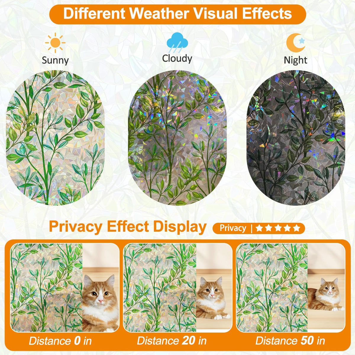 Countewol non adhesive window film removable without residue