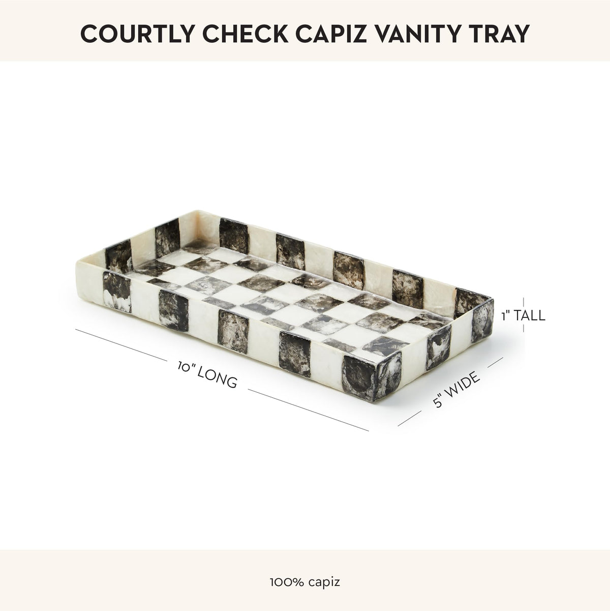 Courtly Check capiz tray detail with inlaid pattern elevates style