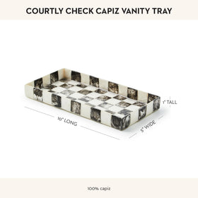Courtly Check capiz tray detail with inlaid pattern elevates style