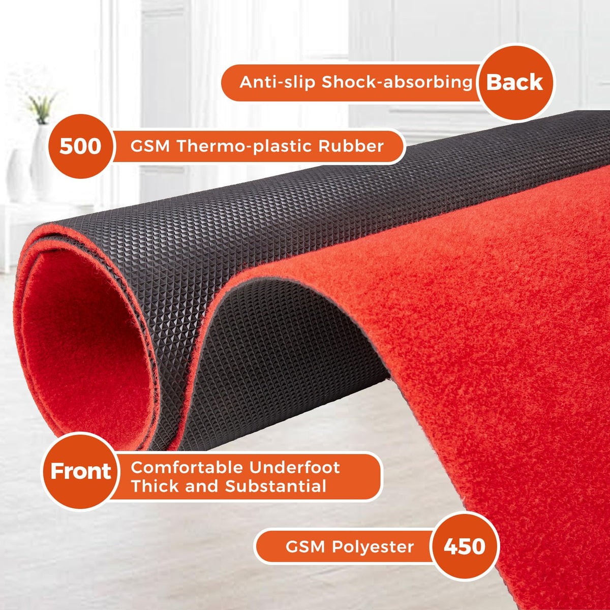 Couzssyhi red carpet runner non-slip backing keeps guests safe on any floor.