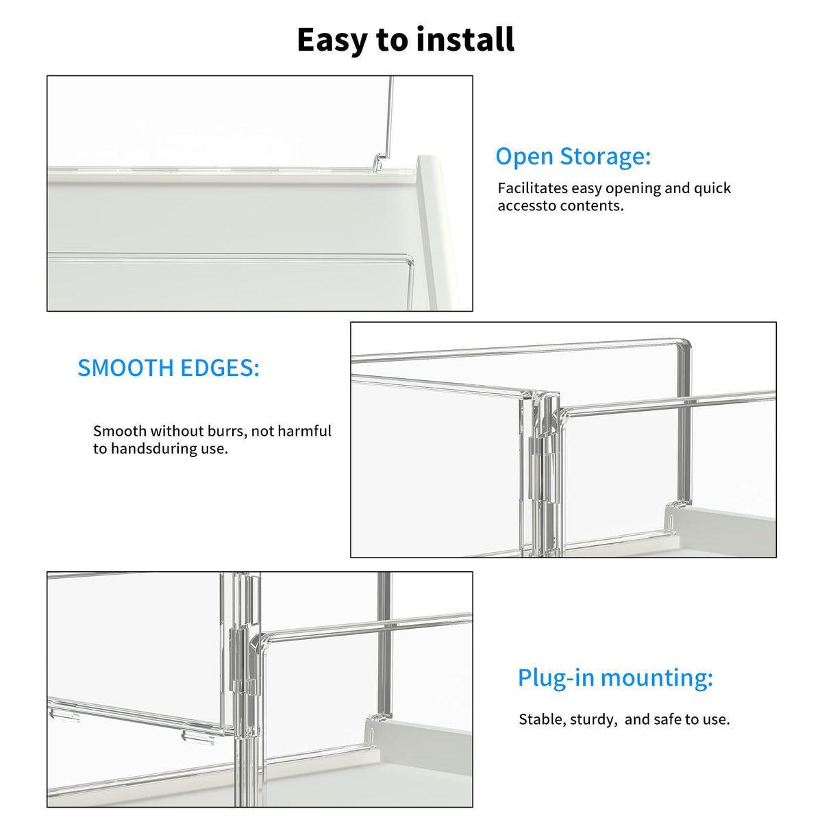Covetree slide-rails organizer showing half-pullout convenience for inner items