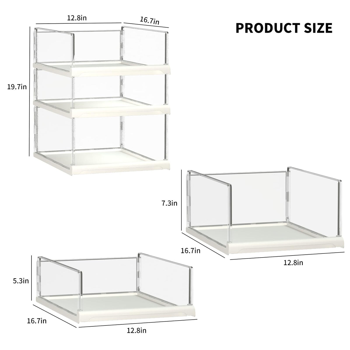 Covetree transparent sweater organizer demonstrates stacking and space saving