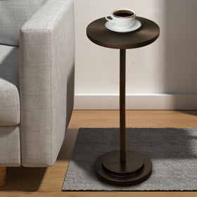 COVLON drink table top carved detail adds mid-century flair and visual focal point.