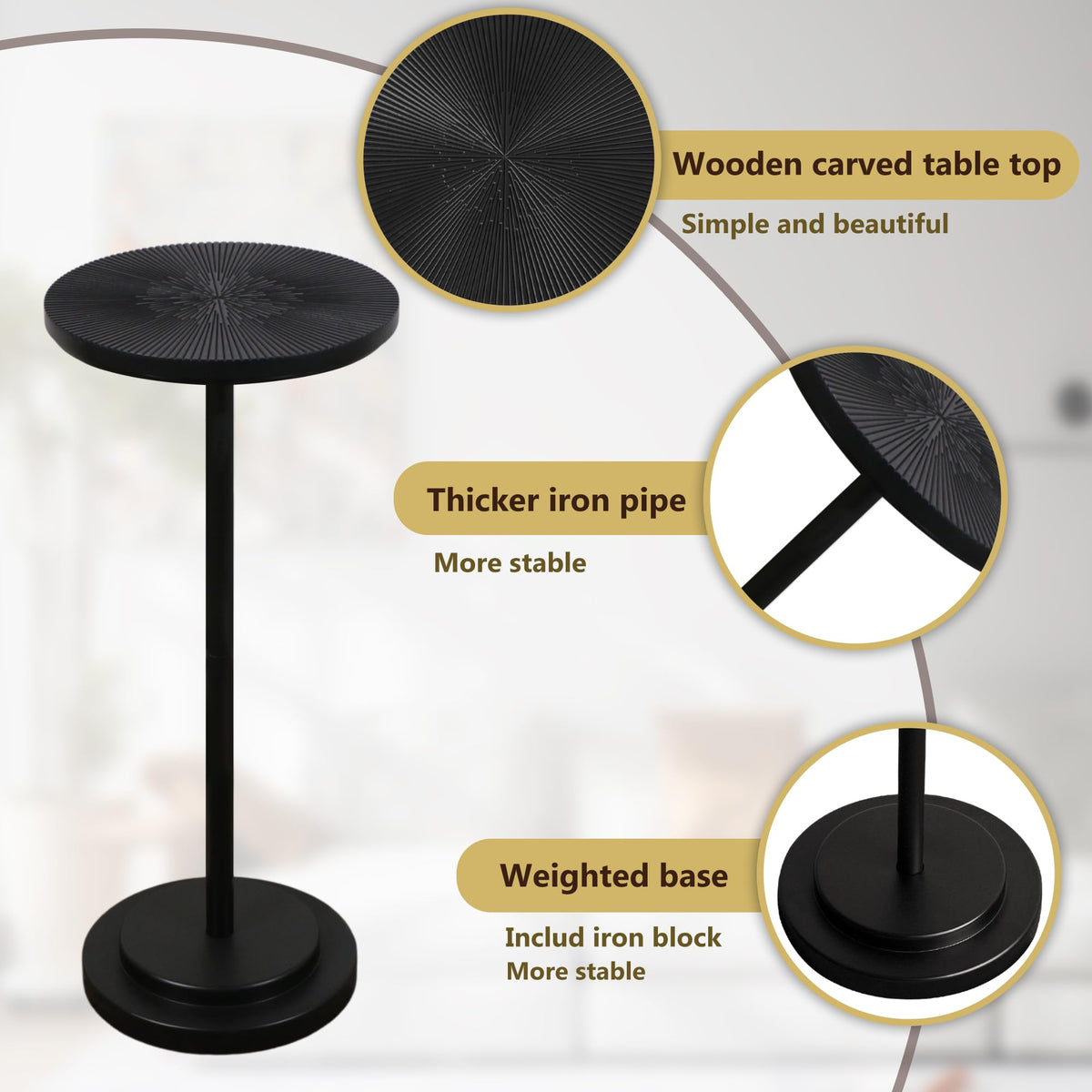 COVLON weighted pedestal provides steady support for drinks and decor.