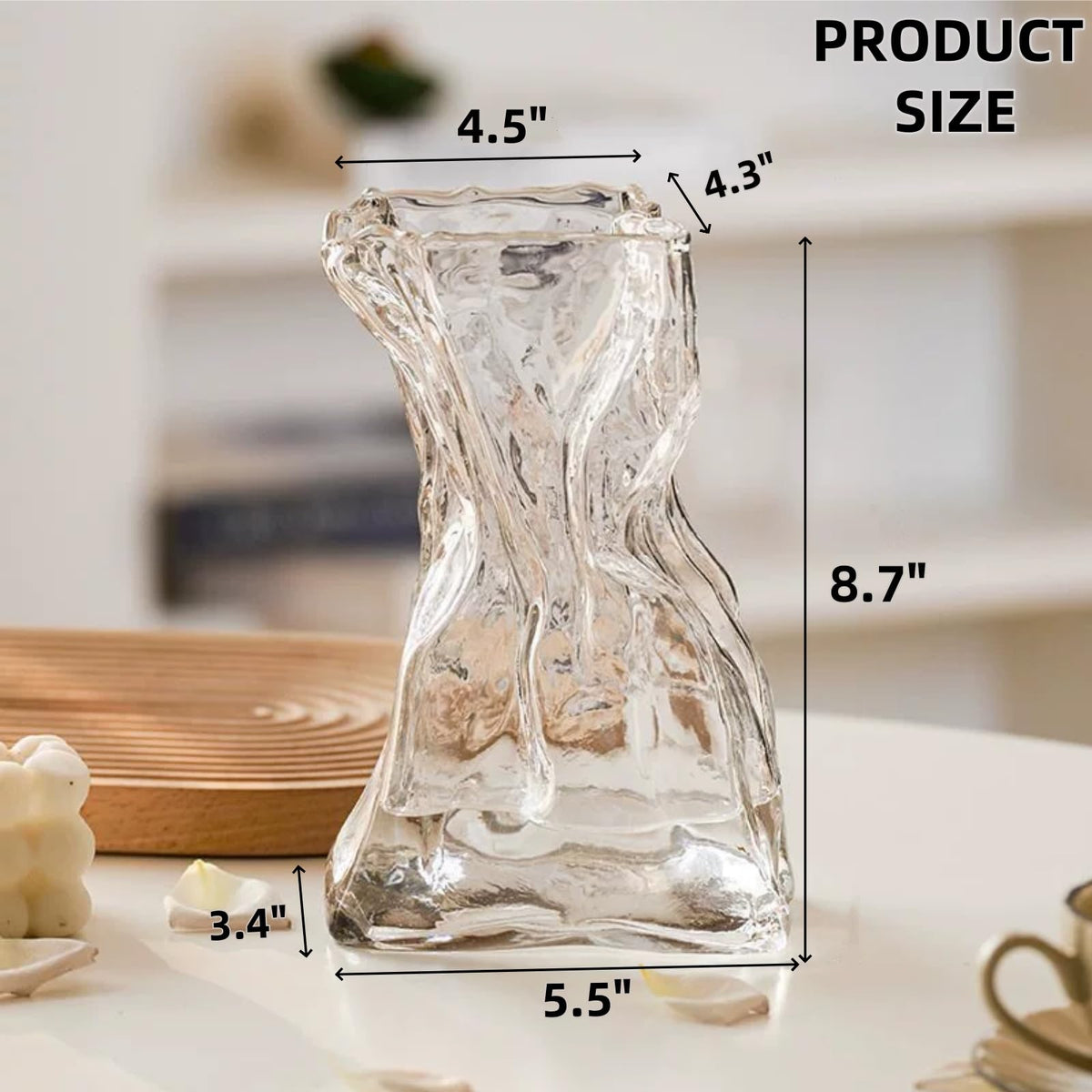 Covzoe glass vase 8.7 inch height with 4.3 inch opening ideal for blooms