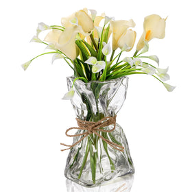 Covzoe glass vase irregular shape with hemp rope front view for stylish home décor