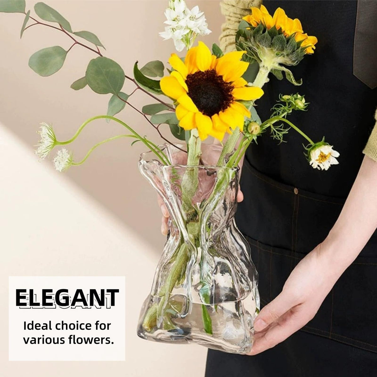 Covzoe glass vase on living room table enhances decor with clarity