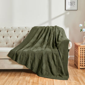 Throw draped over a bed enhances bedroom decor with a cozy accent.