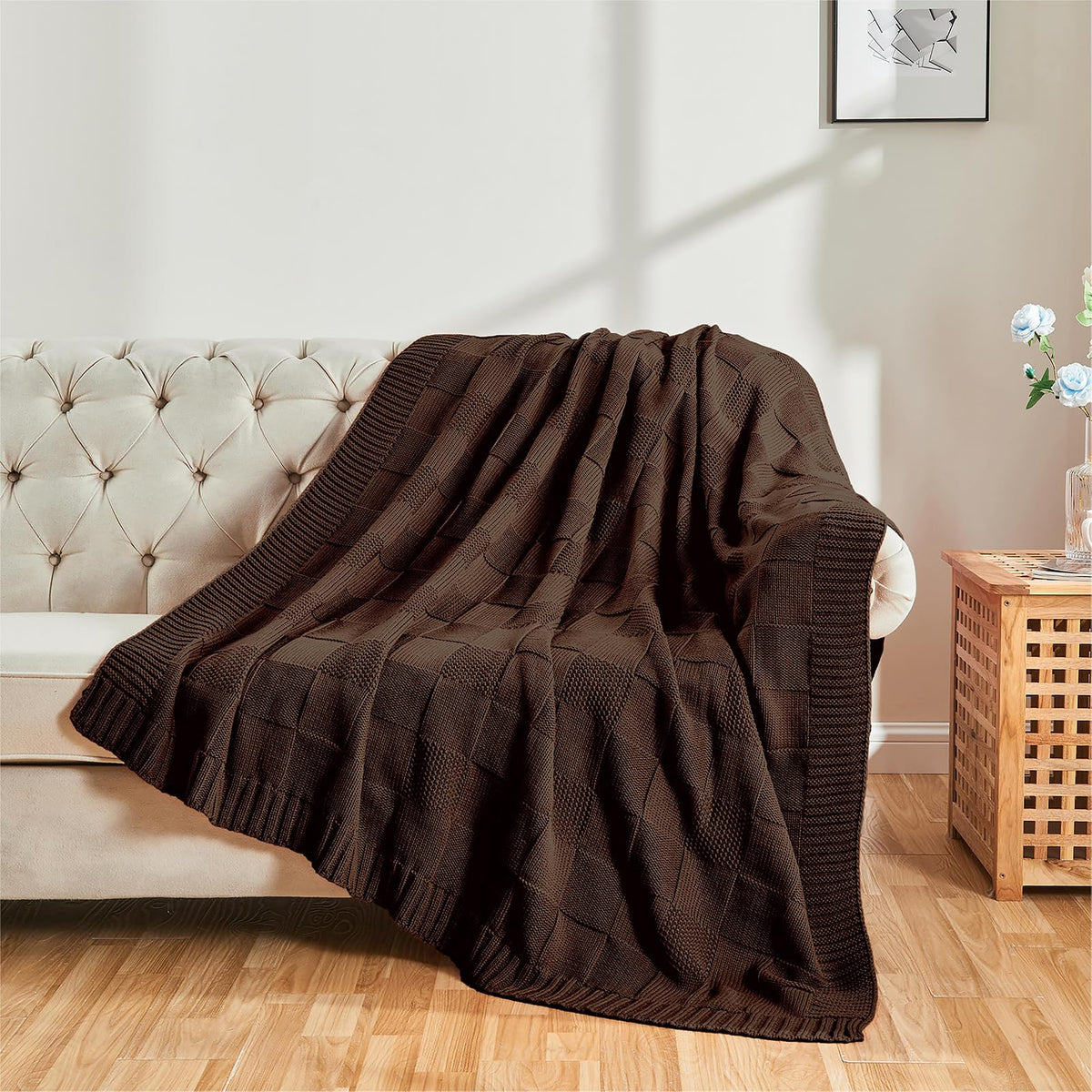 CozeCube check-knit throw for Christmas decor and cozy gatherings