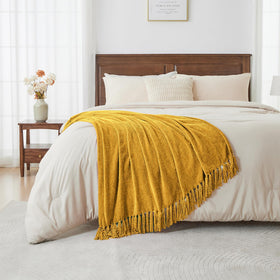 CozeCube chenille throw on bed adding soft warmth and style
