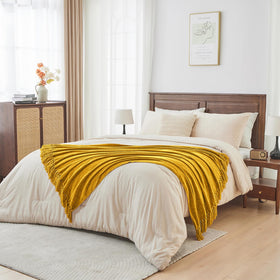 CozeCube chenille throw gift-ready in Harvest Gold color