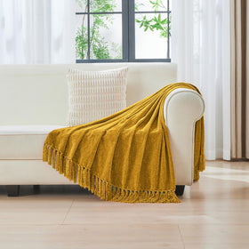 CozeCube chenille throw on couch creating inviting ambiance