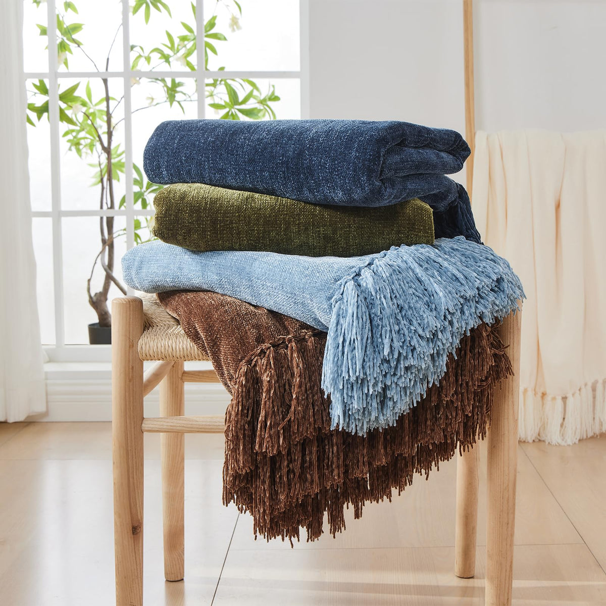 CozeCube chenille throw compact for travel and on-the-go comfort