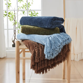 CozeCube chenille throw compact for travel and on-the-go comfort