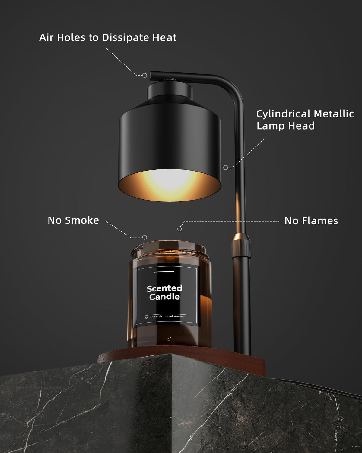 Cozmara adjustable-height design raises or lowers the shade for different jar candles.