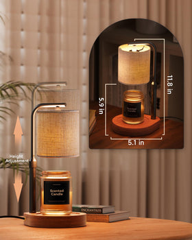 Height-adjustable Cozmara Candle Warmer Lamp design fits jars of various sizes.