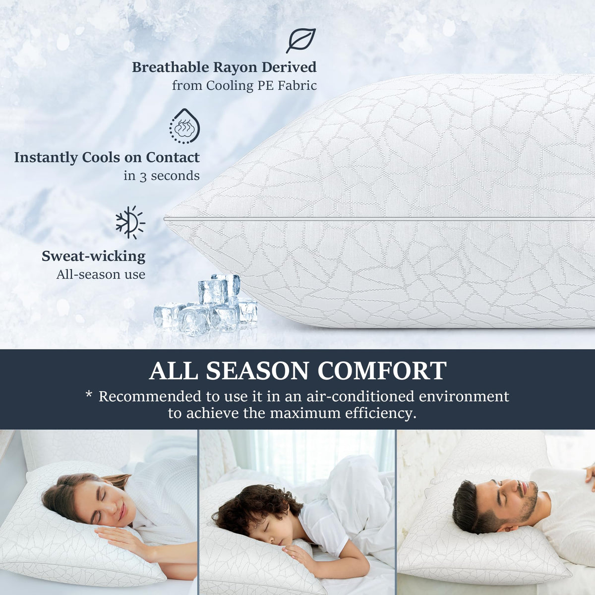 COZSINOOR German-imported sateen cover highlights moisture-wicking durability and luxury.