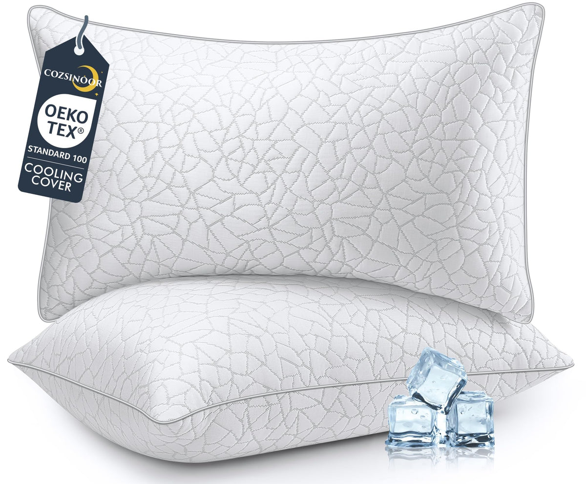 COZSINOOR cooling cover on queen pillows for breathable comfort during hot nights