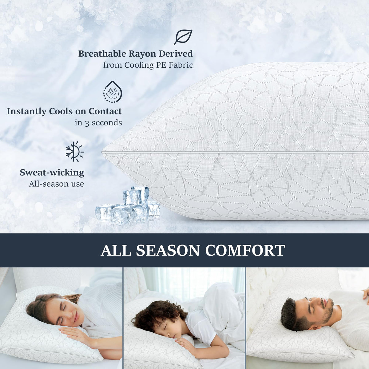 COZSINOOR sateen cover highlights luxurious, breathable moisture-wicking surface.