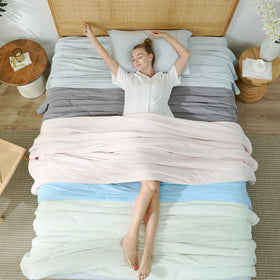 Cozy Bliss all-season comforter shown as a flexible home essential.