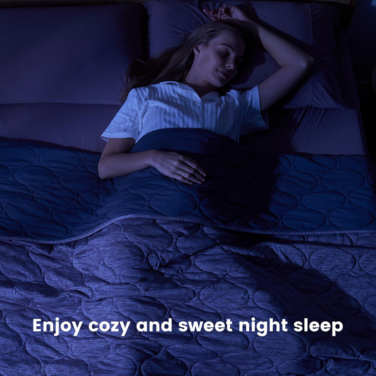 Cozy Bliss denim blue blanket folds neatly for travel