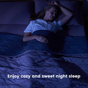 Cozy Bliss denim blue blanket folds neatly for travel