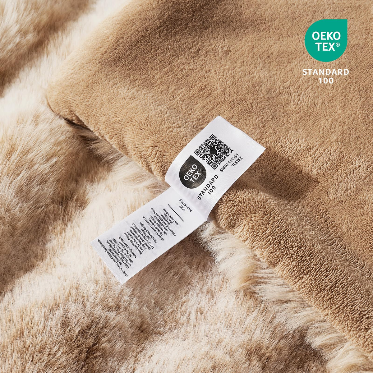 Cozy Bliss Bubble faux fur throw on sofa provides instant warmth during chilly evenings.