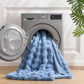 Cozy Bliss Bubble Throw used as bedroom decor for warmth
