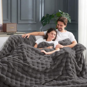 Charcoal-grey Cozy Bliss Bubble Throw fits modern interiors.