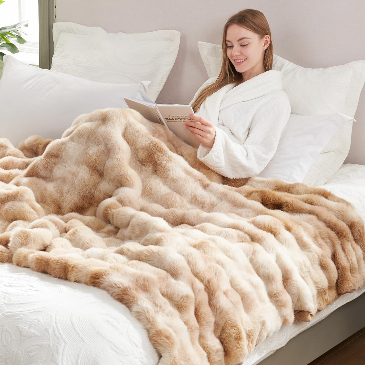 Cozy Bliss bubble throw closeup showing plush faux fur fabric warmth