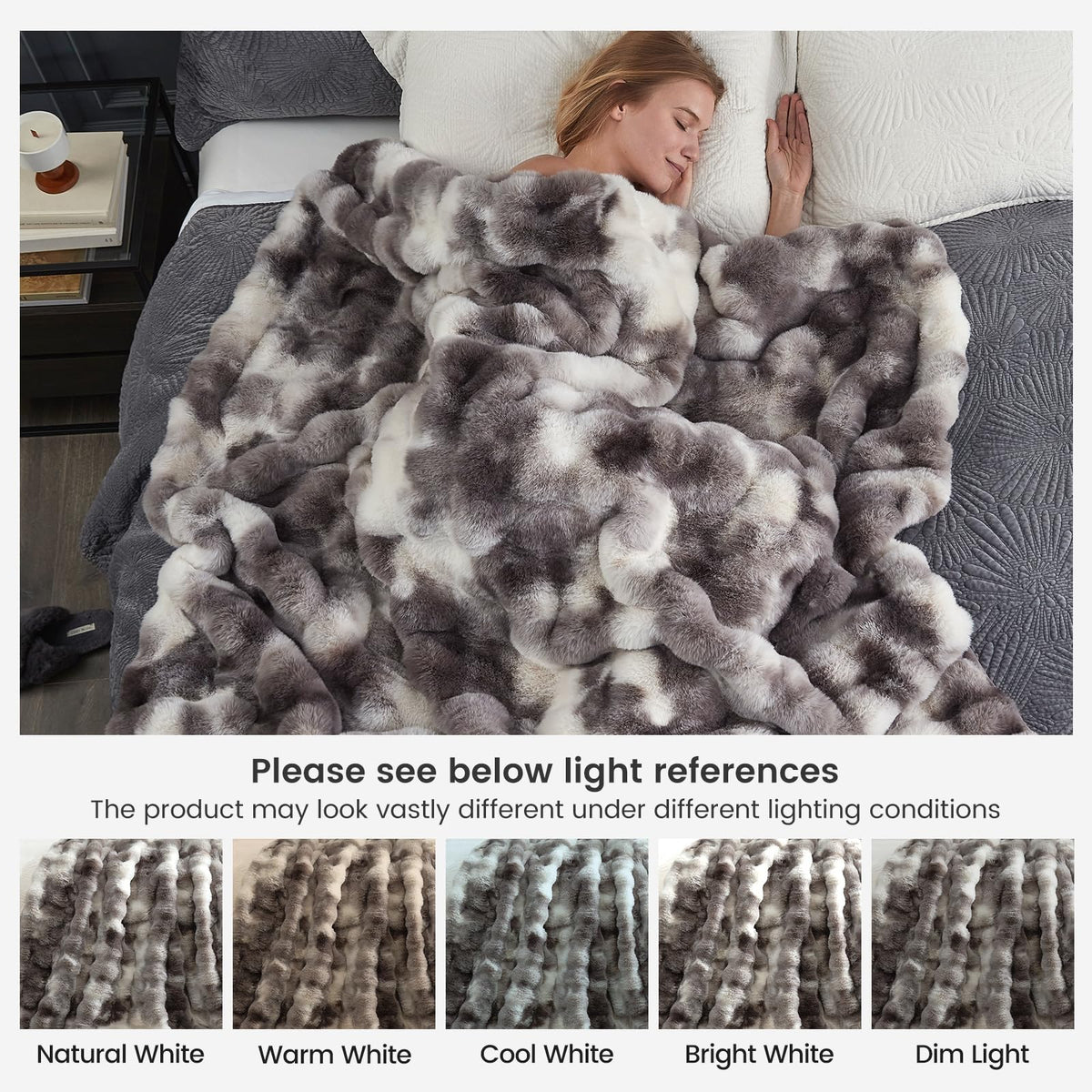 Cozy Bliss blanket care guide: machine wash cold and tumble dry.