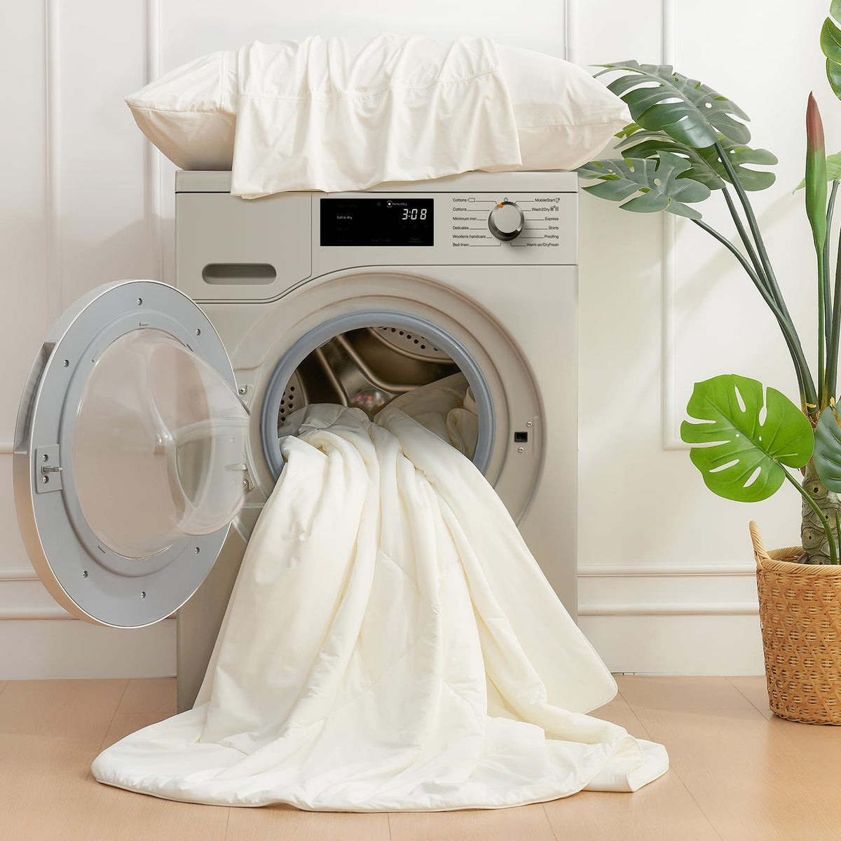 Cozy Bliss cooling comforter machine-washable care in a laundry setting