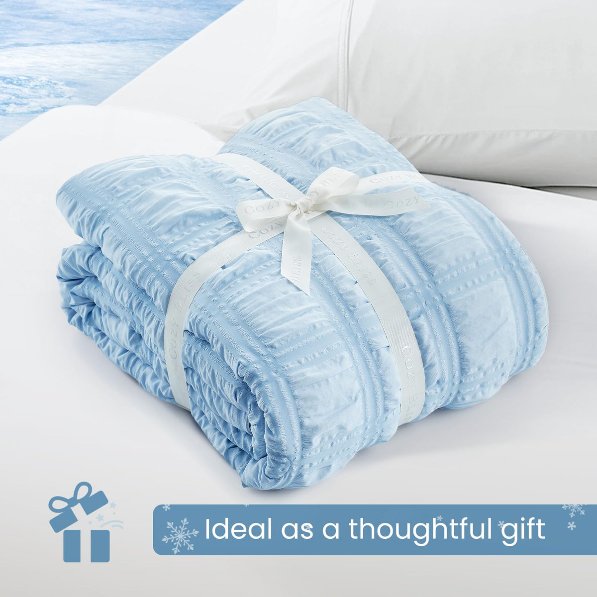 Cozy Bliss machine-washable care keeps softness after cold cycles
