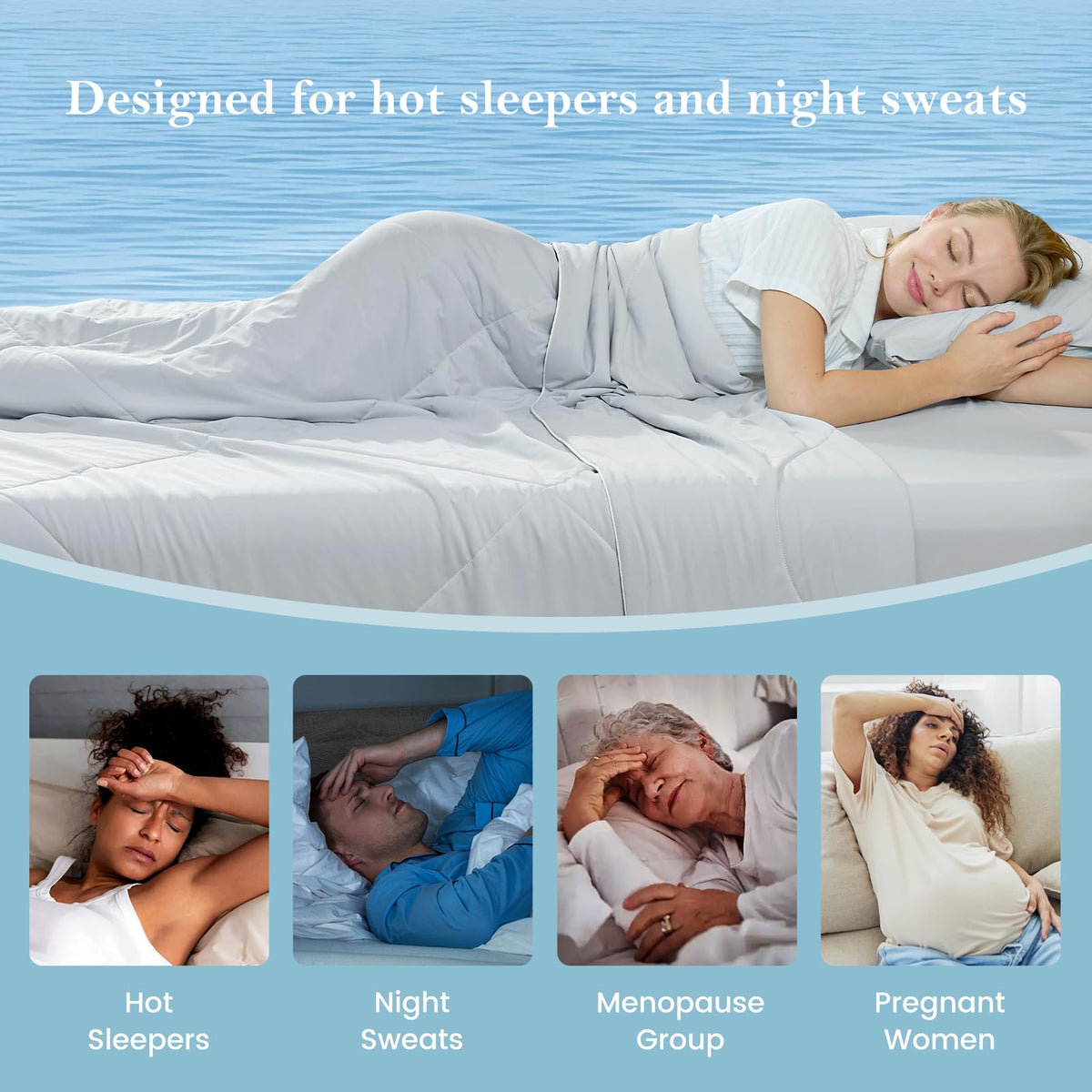 Cozy Bliss cooling comforter twin gray on nightstand highlighting softness