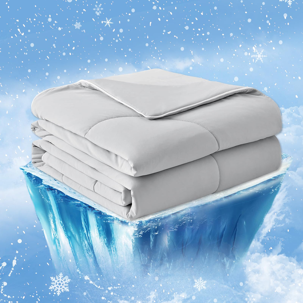 Cozy Bliss cooling comforter twin gray on bed for cool sleep