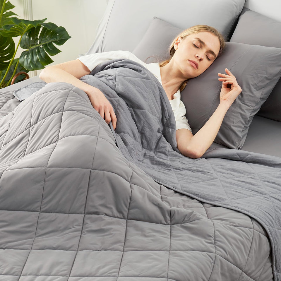 Cozy Bliss cooling throw 50x70 on bed delivers refreshing, drier sleep.