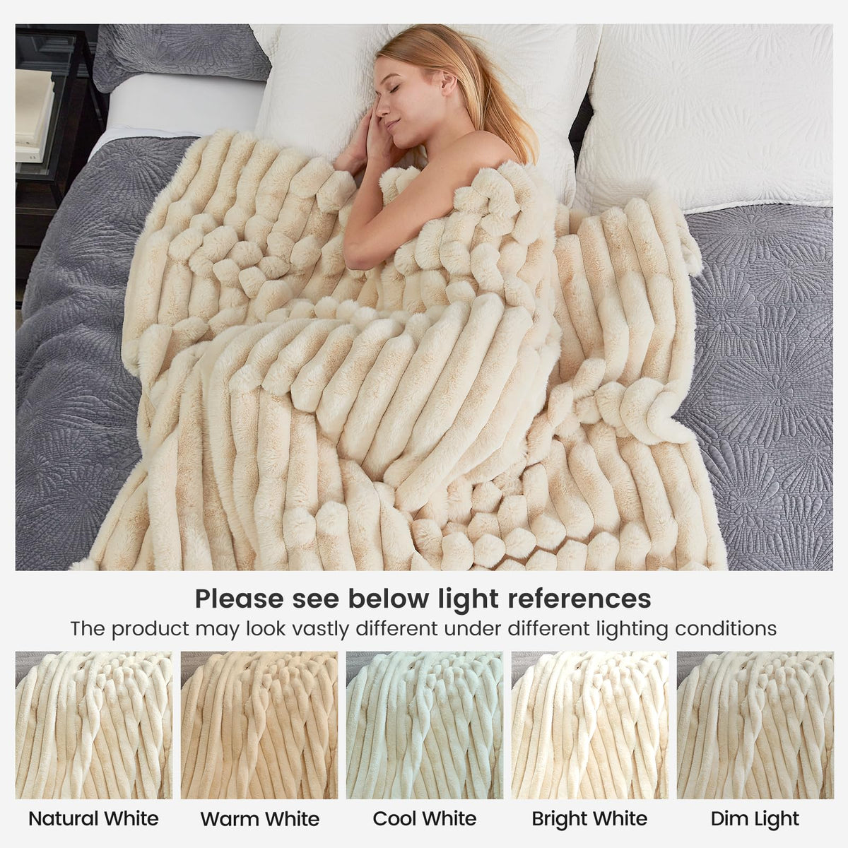 Cozy Bliss Faux Fur Throw Blanket dense fur delivers year-round comfort.