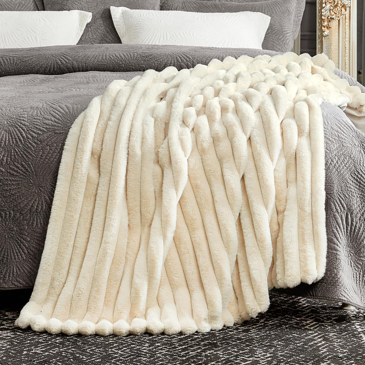 Cozy Bliss Faux Fur Throw Blanket elegantly folded, ready for gifting.
