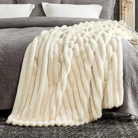 Cozy Bliss Faux Fur Throw Blanket elegantly folded, ready for gifting.
