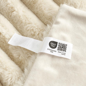 Cozy Bliss Faux Fur Throw Blanket on chair demonstrates versatile home decor.