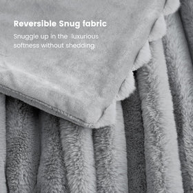 Cozy Bliss faux fur throw adds texture and comfort to living room.