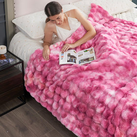 Cozy Bliss faux rabbit fur face and micromink inside deliver warmth and softness
