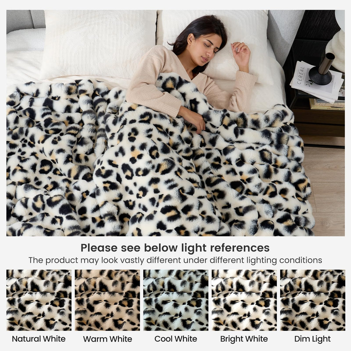 Cozy Bliss leopard throw suits couch, bed, or nursery.
