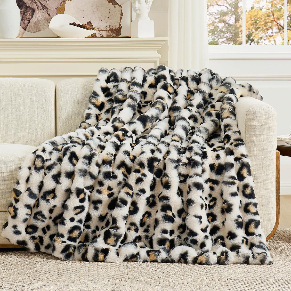 Cozy Bliss leopard bubble throw adds chic warmth to your couch.