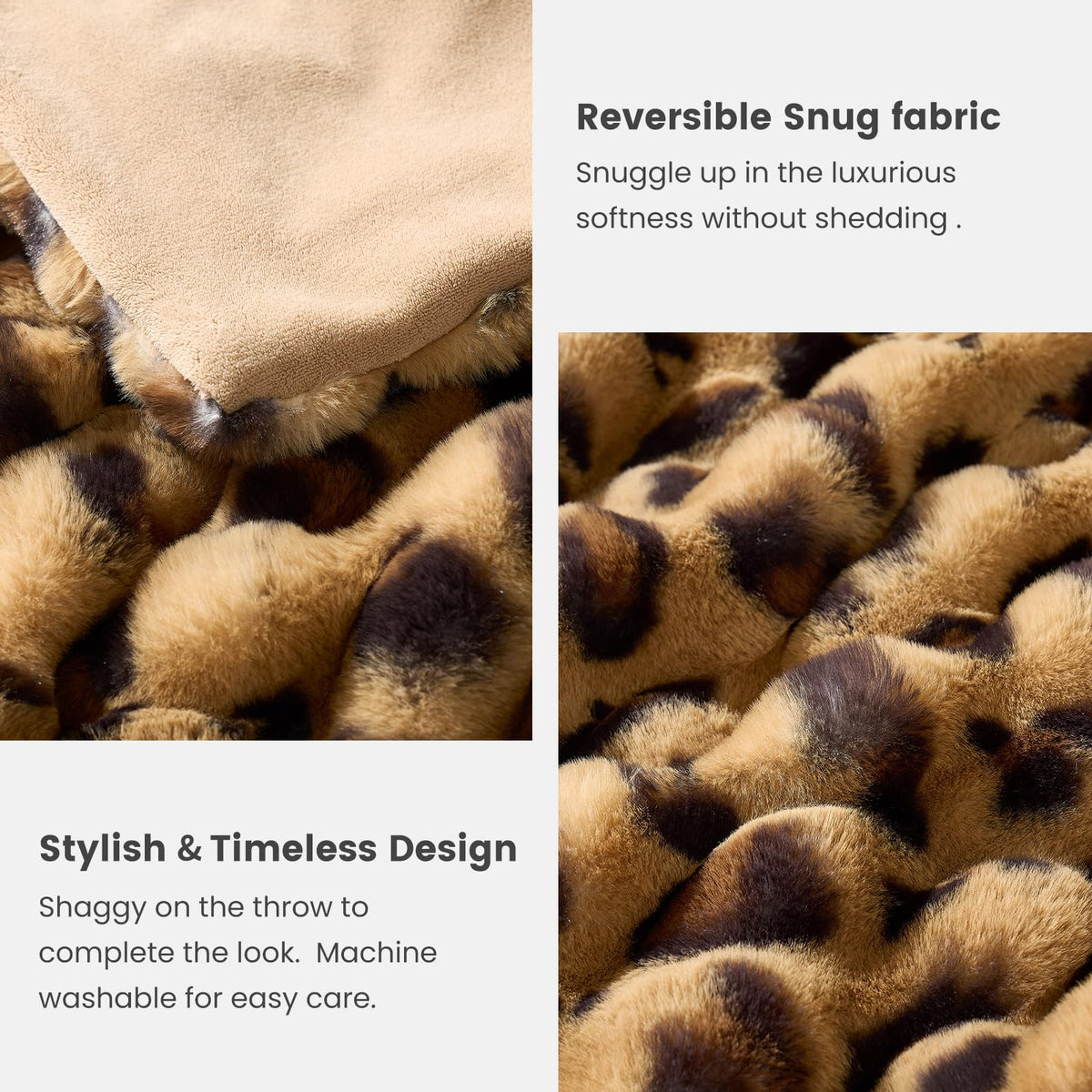 Cozy Bliss leopard print decor enhances bedroom setting