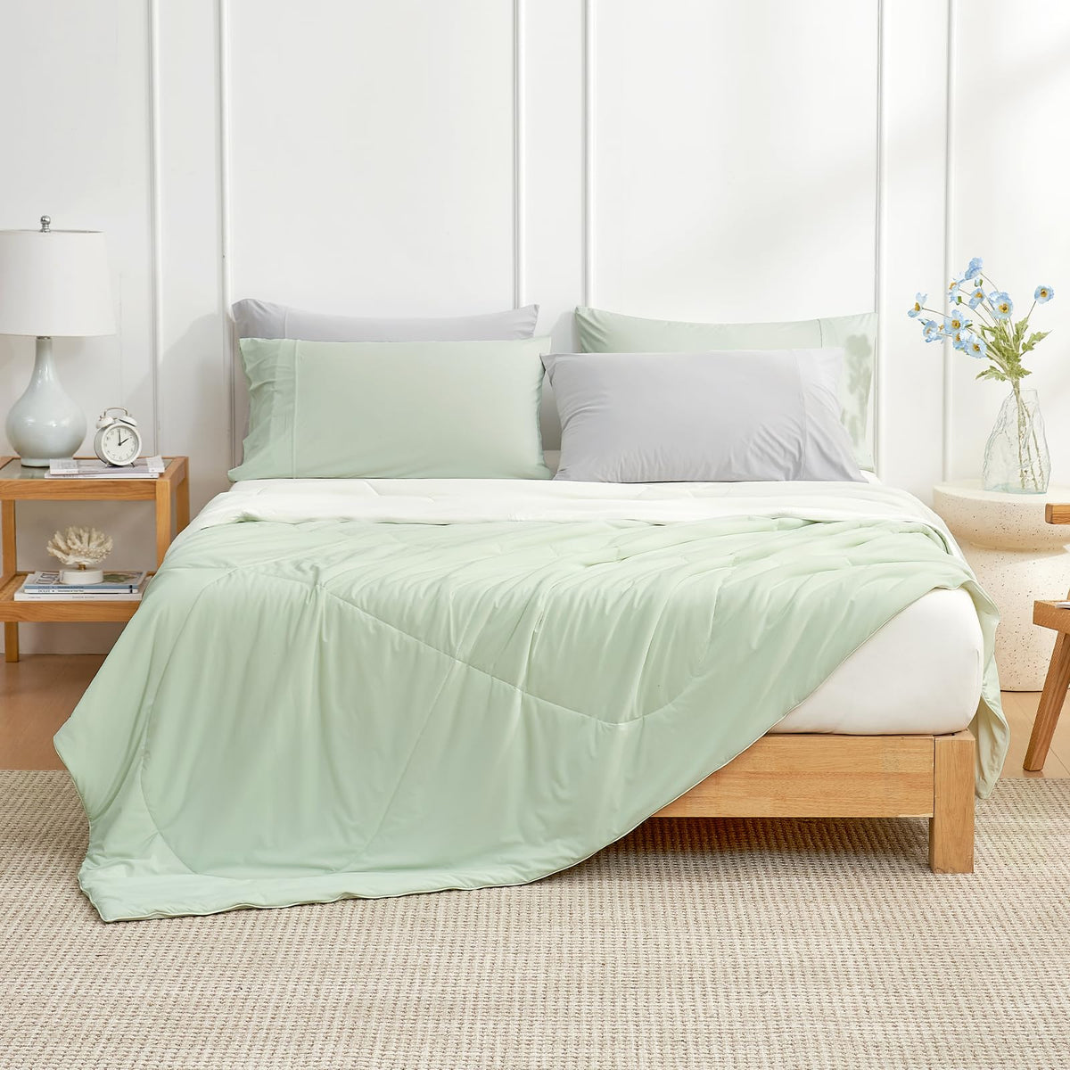 Cozy Bliss lightweight blanket folded to show easy care.