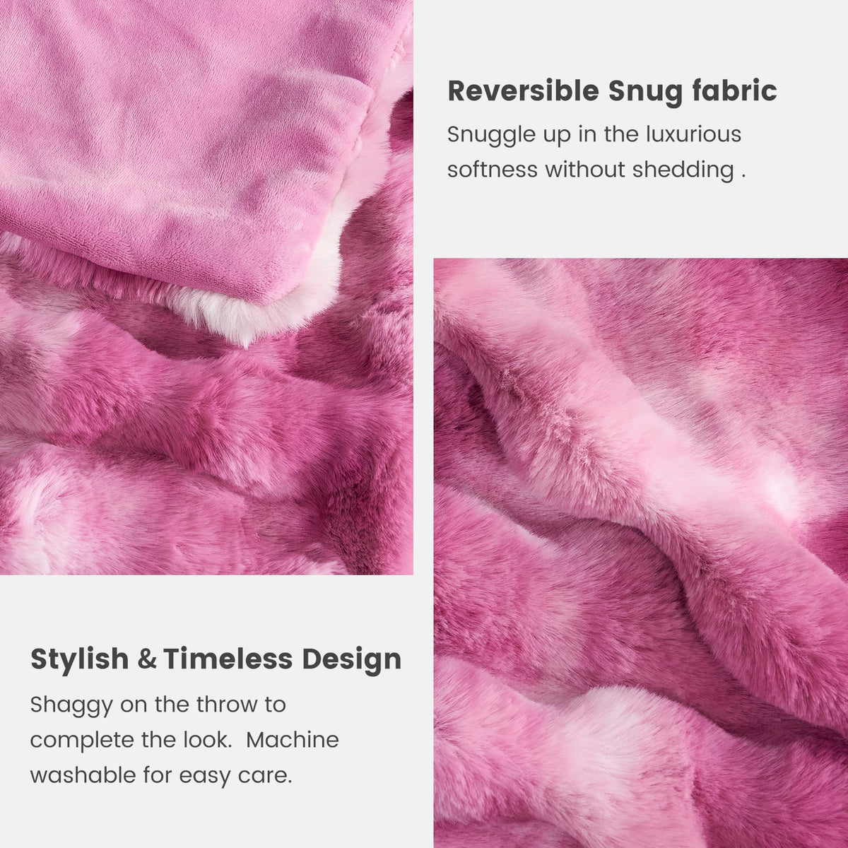Cozy Bliss machine-wash cold care keeps color and plushness